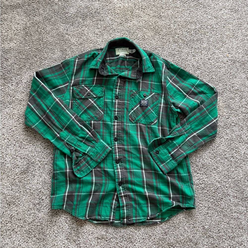 Ralph Lauren Green and Gray Checkered Shirt